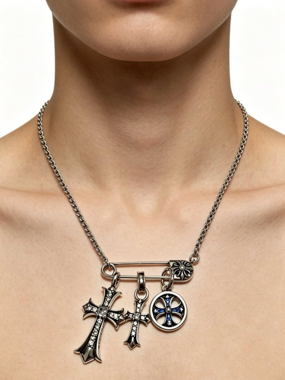 Chrome Hearts Handcrafted with vintage oxidized patina rock punk Thai Necklace
